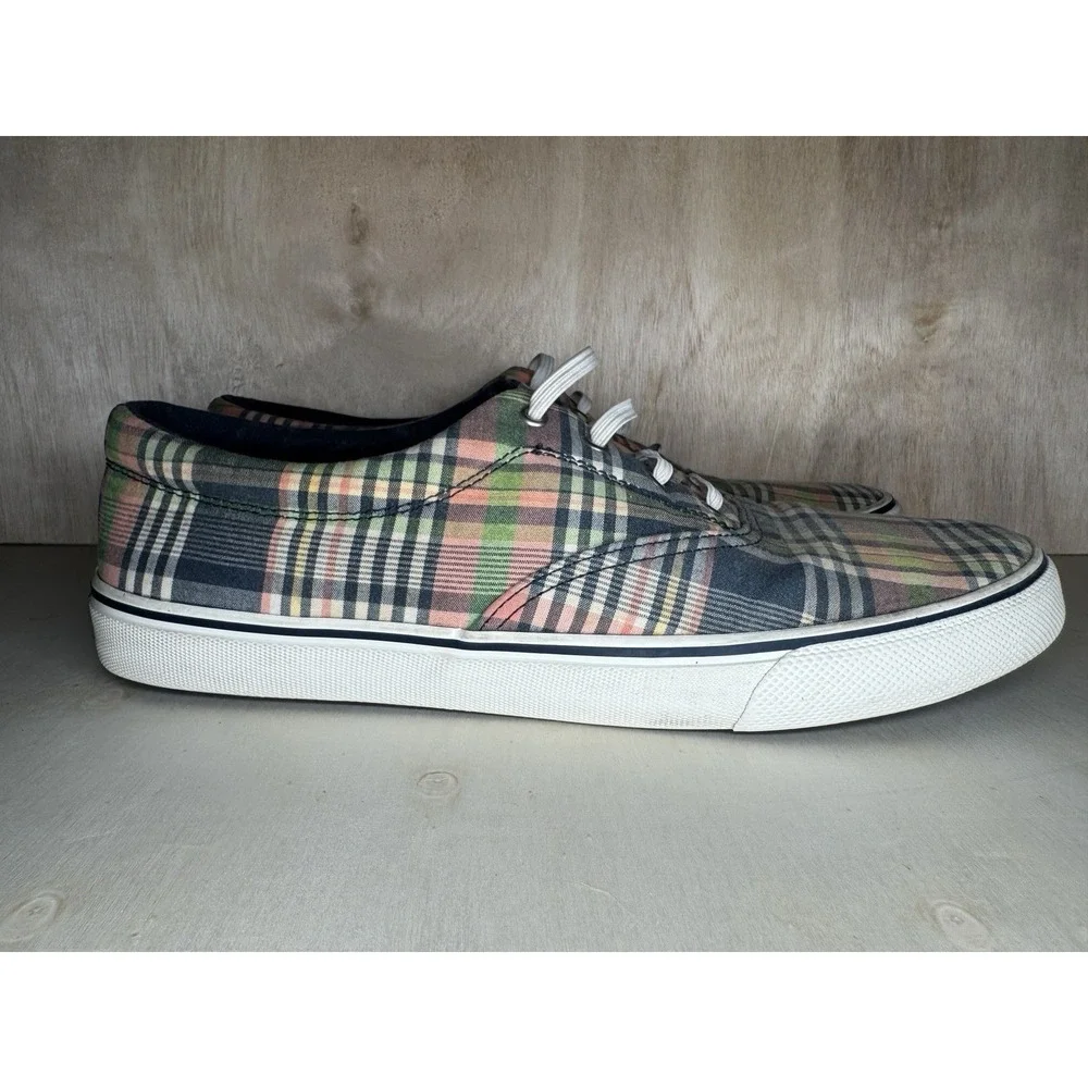 Sz 11.5 Sperry Plaid Canvas‎ Sneakers Lace Up Casual Shoes Men